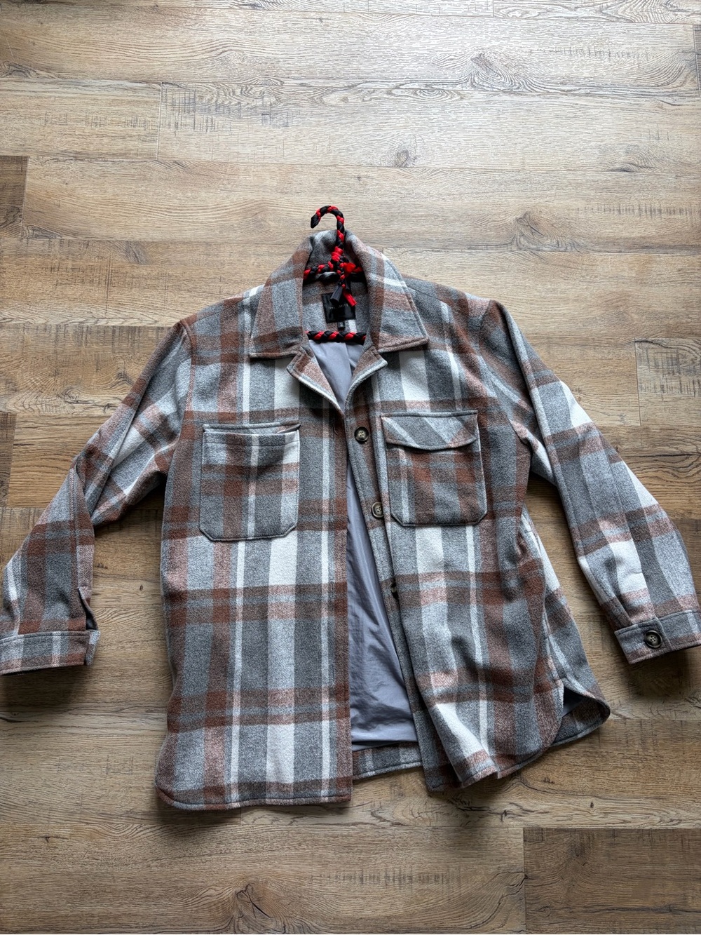 Dynamite Brown & Gray Plaid Lightweight Shacket